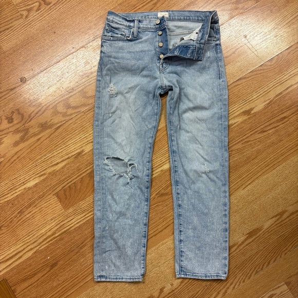MOTHER Light Blue Distressed Skinny Jeans - Picture 1 of 5